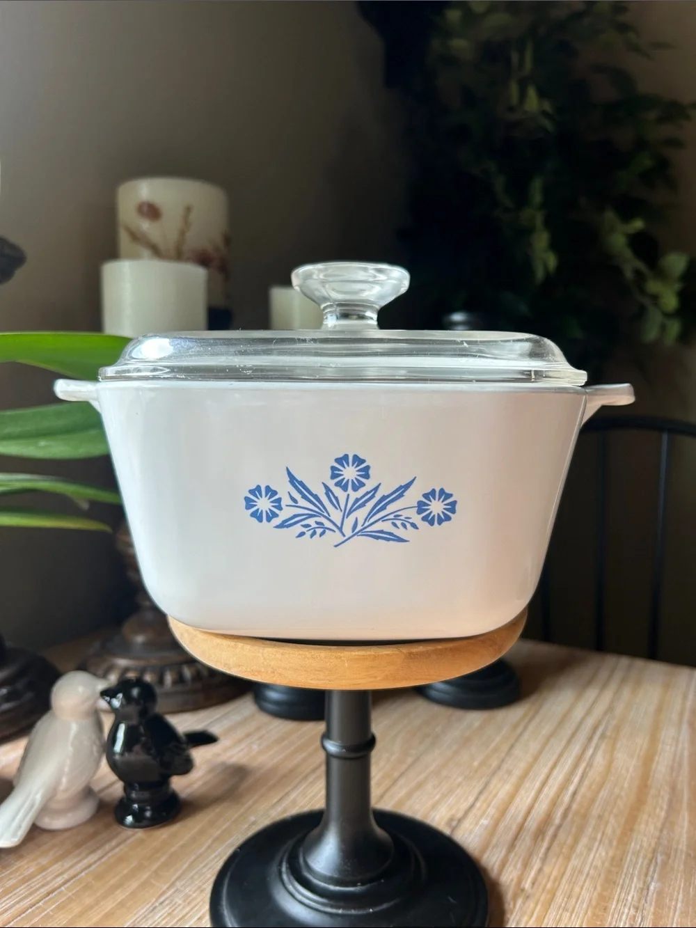 Vintage  CorningWare Blue Cornflower Casserole Dish & Glass Lid.